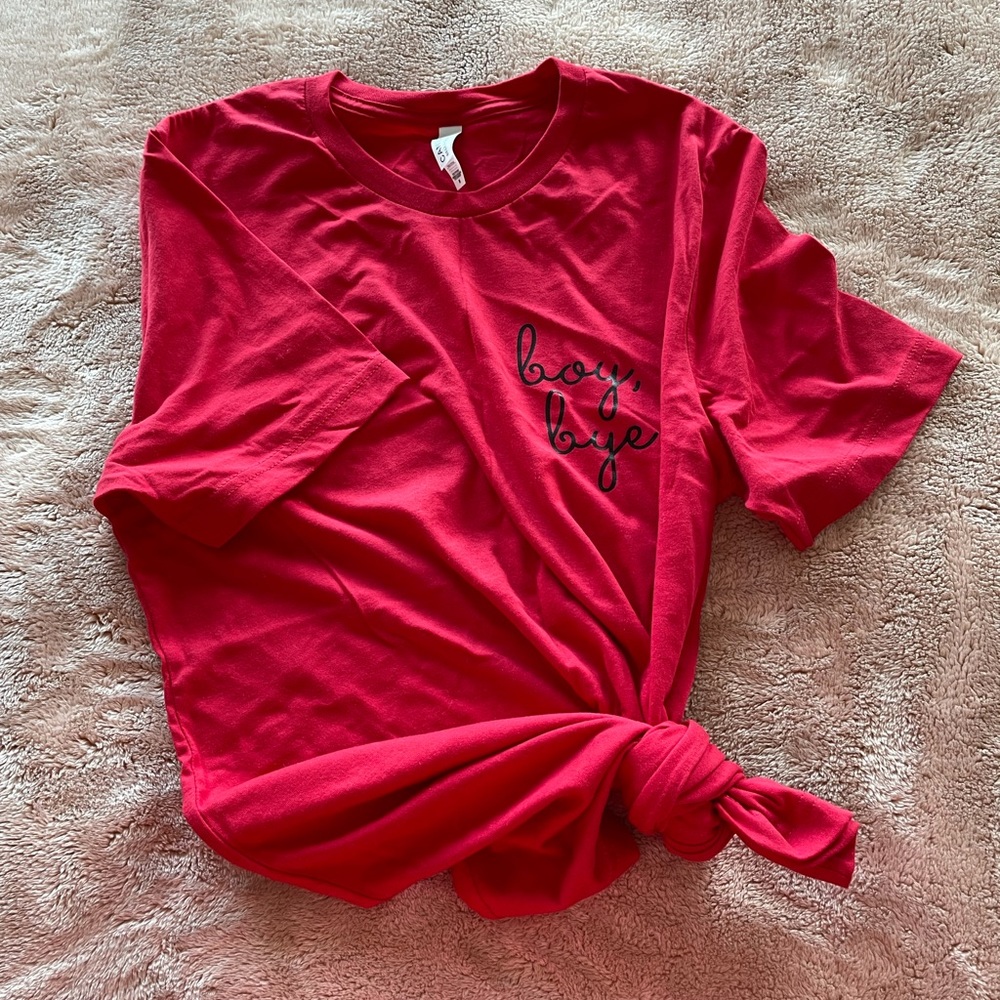 boy, bye red short-sleeved t-shirt